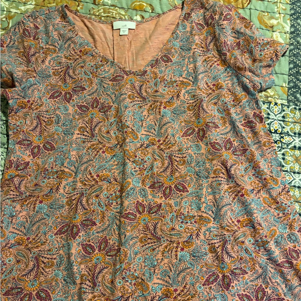 J. Jill Multicolor Paisley Short Sleeve Top